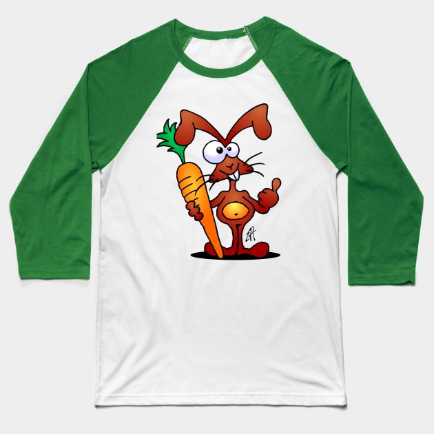 Rabbit with a carrot Baseball T-Shirt by Cardvibes